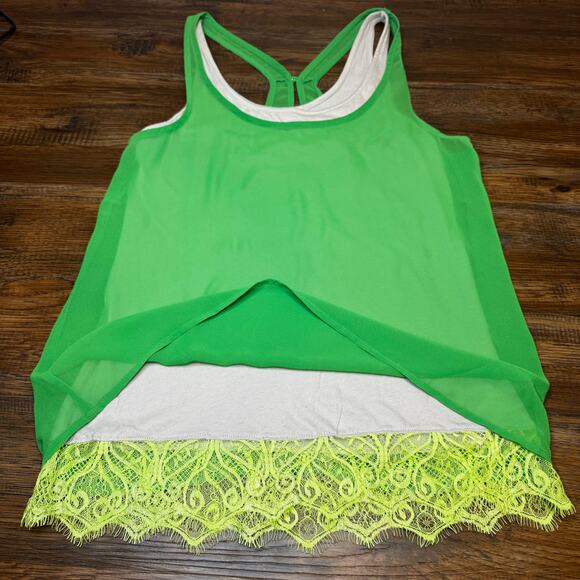Express size XS Y2K double tank sheer with lace - Picture 2 of 8